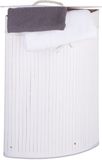 Relaxdays Wasmand driehoek, 60 liter, opvouwbaar, ruimtebesparend, waszak van katoen, 65 x 49,5 x 37 cm, wit