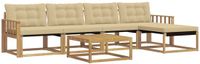 vidaXL - Bank loungeset - 5 zitplekken - Wit en Beige - Acacia hout