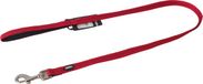 Nobby Soft Grip Hondenlijn - Dubbel Nylon - Gevoerd - Rood / Zwart - Breedte 20 mm - Lengte 120 cm