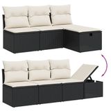 vidaXL 9-delige Loungeset met kussens, polyrattan, zwart