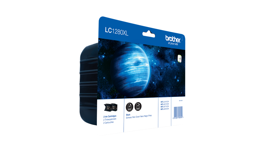 Brother LC1280XLBKBP2 - Zwart - 2x Inktcartridge - 2400 pagina's