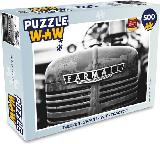 MuchoWow Puzzel Trekker - Zwart - Wit - Tractor - Legpuzzel - Puzzel 500 stukjes - Sinterklaas cadeautjes - Sinterklaas voor grote kinderen