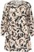 KAFFE Curve Paca Damesjurk met lange mouwen, V-hals, Gebloemd, Lang, Polyester, Grote maten, Lente/Zomer, Beige/Zwart/Perzik Vage Blad