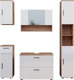 Vicco Badkamermeubelset Irma, Wit Hoogglans/Goudkleurig Eiken, 5-delig