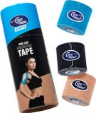 CureTape My CureTape® Sports PRECUT - kinesiotape- koker met 3 x 12 stroken van 25 cm op rol - Blauw, zwart en beige - Kinesiotape - FysioTape. Extra kleefkracht +25%