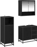 vidaXL Badkamermeubel Set 3-delig Zwart Eiken 35 x 37,5 x 100 cm