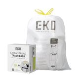 EKO Extra lange vuilniszakken met trekkoord, 30 liter, 100 zakken, extra sterk, snelle toegangsbox, perfecte pasvorm voor recyclingemmers, lekvrij, wit, maat F-1