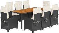 vidaXL 9-delige Tuinset Poly Rattan Zwart