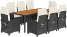 vidaXL 9-delige Tuinset Poly Rattan Zwart