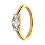 Lucardi Dames Stalen goldplated vintage ring met drie witte zirkonia
