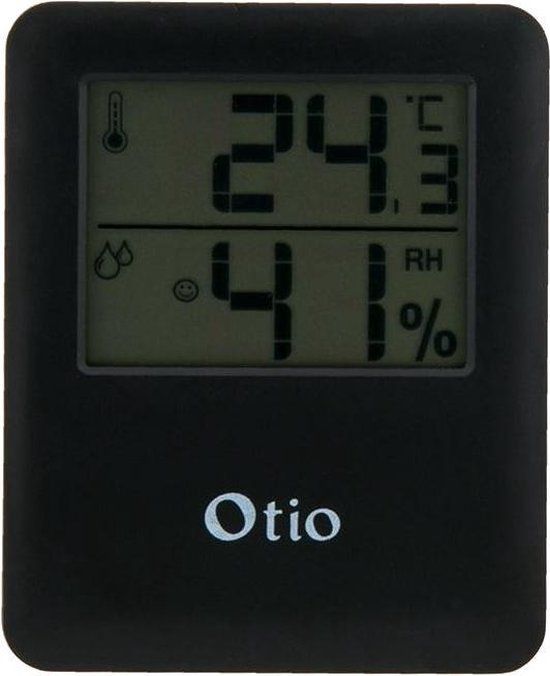 Otio Magnetische Thermometer/hygrometer Voor Binnen Zwart - Kunststof