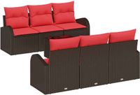 vidaXL Tuinbank Set 7-delig 6 zitplaatsen Bruin Polyrattan