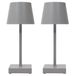 Home deco factory LED tafellamp - 2x - draadloos/portable - kunststof - zilver/grijs - touch - 26 cm - binnen