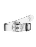 Merry Style Ladeheid Dames Kledingriem - Riem - Broekriem - Verstelbaar - Leer - MS-EL-D41 - Zilveren Logo - 85 cm