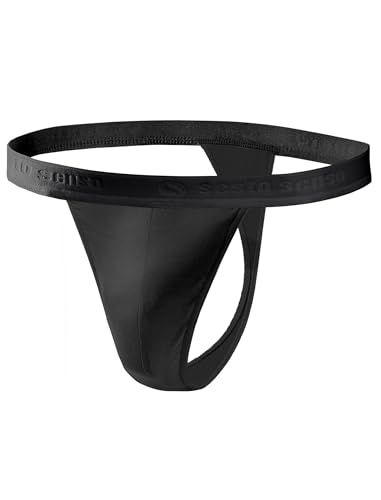 Sesto Senso Men's G-string Underwear 1 Pack Cotton Sexy Thong Panties L Black