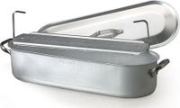 Pentole Agnelli Professionele aluminium 3 mm viswaterkoker met rooster, deksel en handgrepen, lengte 70 cm, roestvrij staal, zilver, 70x19 cm