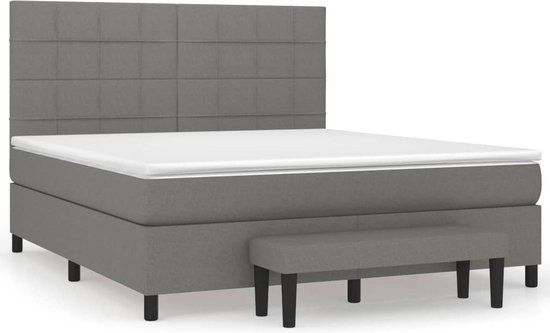 vidaXL Boxspring met matras stof donkergrijs 160x200 cm