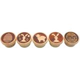 Lot Set van 5 deegstempels. Houten stempel, kinderstempel, kleisstempel, gebakstempel, bakstempel, pottenbakkersstempel, stempelset van hout met paasmotieven, Made in EU
