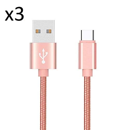 Shot Case Nylon kabel type C voor Huawei Mate 20 Pro Smartphone Android oplader aansluiting (roze)