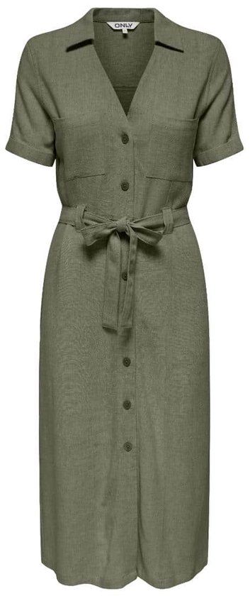 ONLY ONLSIESTA SS LIN BL SHIRT DRESS PNT NOOS Dames Jurk - Deep Lichen Green - XS