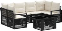 vidaXL Tuinbankenset 7 st Zwart en Cream Wit poly rattan