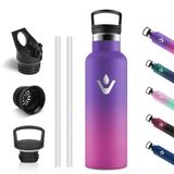 Motswedi Thermosfles 500 ml, Roestvrijstalen Waterfles, BPA-Vrij, Thermofles, 304 RVS, Dubbelwandige, 18/8 Roestvrij Staal, Lekvrij, Waterfles voor Sport, Camping, kantoor, Donkerpaars & Rosérood