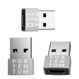 PORTENTUM USB c naar USB Adapter - 3 Eenheden - 480 MB Snelheid - Premium Zink Toestaan met Hoge Hittebestendigheid - USB naar USB C adapter MET Slechts 4 gram - Zilver