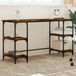 Maison Exclusive - Bureau, chêne fumé, 140x50x75 cm, métal et panneau de particules