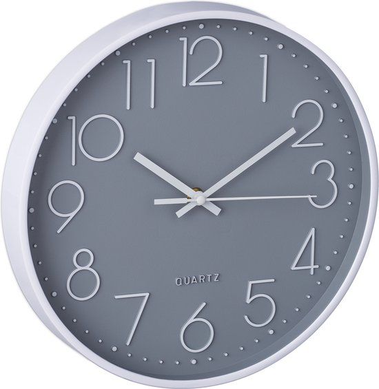 Merkloos Relaxdays wandklok modern - op batterijen - analoge keukenklok - met secondewijzer - Ø 30 cm