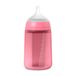 Suavinex, Biberon en silicone, 240 ml, tétine physiologique en silicone SX Pro, avec valve anti-colique, débit moyen (M), pour bébés dès 3 mois. Colour Essence Fuchsia