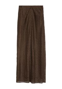 comma - Broek met wijde pijpen en viscose voering - donkerbruin