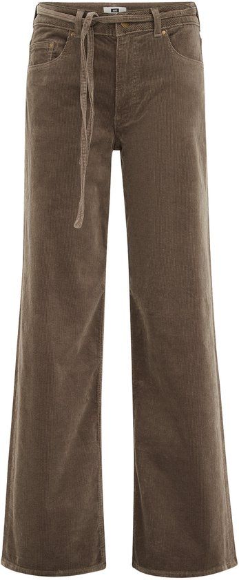 WE Fashion Dames wide leg corduroy broek - Olijfgroen - Maat 38
