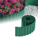 GARDENIX Gegolfde bloembed, gazonrand, kunststof lengte 9 m, hoogte 25 cm, groen