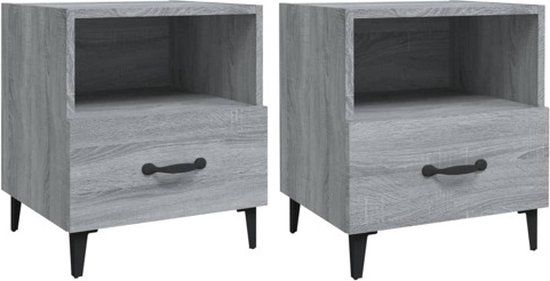 vidaXL Nachtkastjes - 2 stuks - Bewerkt Hout - Grijs Sonoma Eikenkleurig