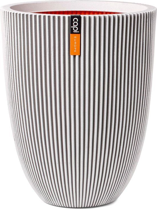 Capi Europe - Vaas elegant laag Groove NL - 34x46 - Ivoor - Voor binnen en buiten - KGVI782