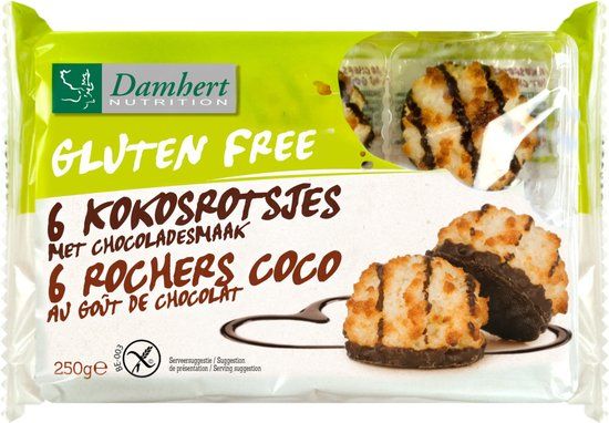 Damhert Kokosrotsjes Chocolade Glutenvrij 250 gr