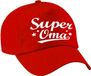 Bellatio Decorations Super oma cadeau tekst petje - baseball cap - rood - voor volwassenen - cadeau voor oma - moederdag