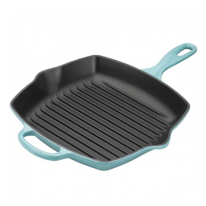 Le Creuset skillet grill vierkant 26 cm gietijzer Caribbean blue