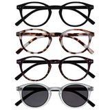 Opulize Zen 4 Stuks Leesbril Met Zon Lezer Zwart Bruin Kristal Klein Mannen Vrouwen RRRS24-11T2C