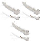 Koopman International Christmas Decoration kersthangers - 6x - wit - oiseau - op clip - 16,5 cm - kunststof