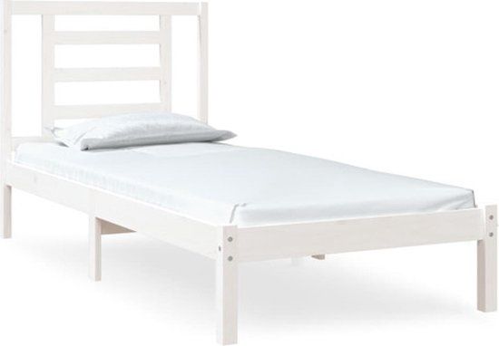vidaXL Bedframe massief hout wit 75x190 cm