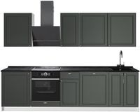 Vicco Complete keukeneenheid Fame-Line, Groen-Goud Landhuis/Wit, 280 cm, WB Antraciet