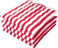 Homescapes zitkussens met brede strepen, 100% katoen, rood, set van 4
