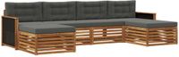 vidaXL - Bank loungeset - 4 zitplekken - Massief Acacia Hout - Natuurlijk en antraciet