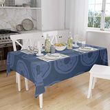 Bonamaison Tafelkleed, Anti-Mold, Sneldrogend, Waterdicht, 100% Polyester Tafellaken, Blauw, 140 x 160 Cm