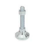 Ganter Normelemente GN 343.2-50-M12-63-OS scharniervoeten/stelvoeten met verstelspindel, verzinkt, blauw gepassiveerd, schroefdraad d2: M12 x 63mm