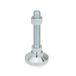 Ganter Normelemente GN 343.2-50-M12-63-OS scharniervoeten/stelvoeten met verstelspindel, verzinkt, blauw gepassiveerd, schroefdraad d2: M12 x 63mm