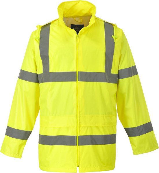 Portwest Regenjas Geel Maat M met reflecterende striping