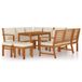 vidaXL 9-delige dining loungeset met kussens, massief acaciahout, crèmewit