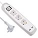Electraline 62153 Gummy-Line stekkerdoos, 3-voudig met schakelaar + 2 USB 2,1 A, Electraline 2 m